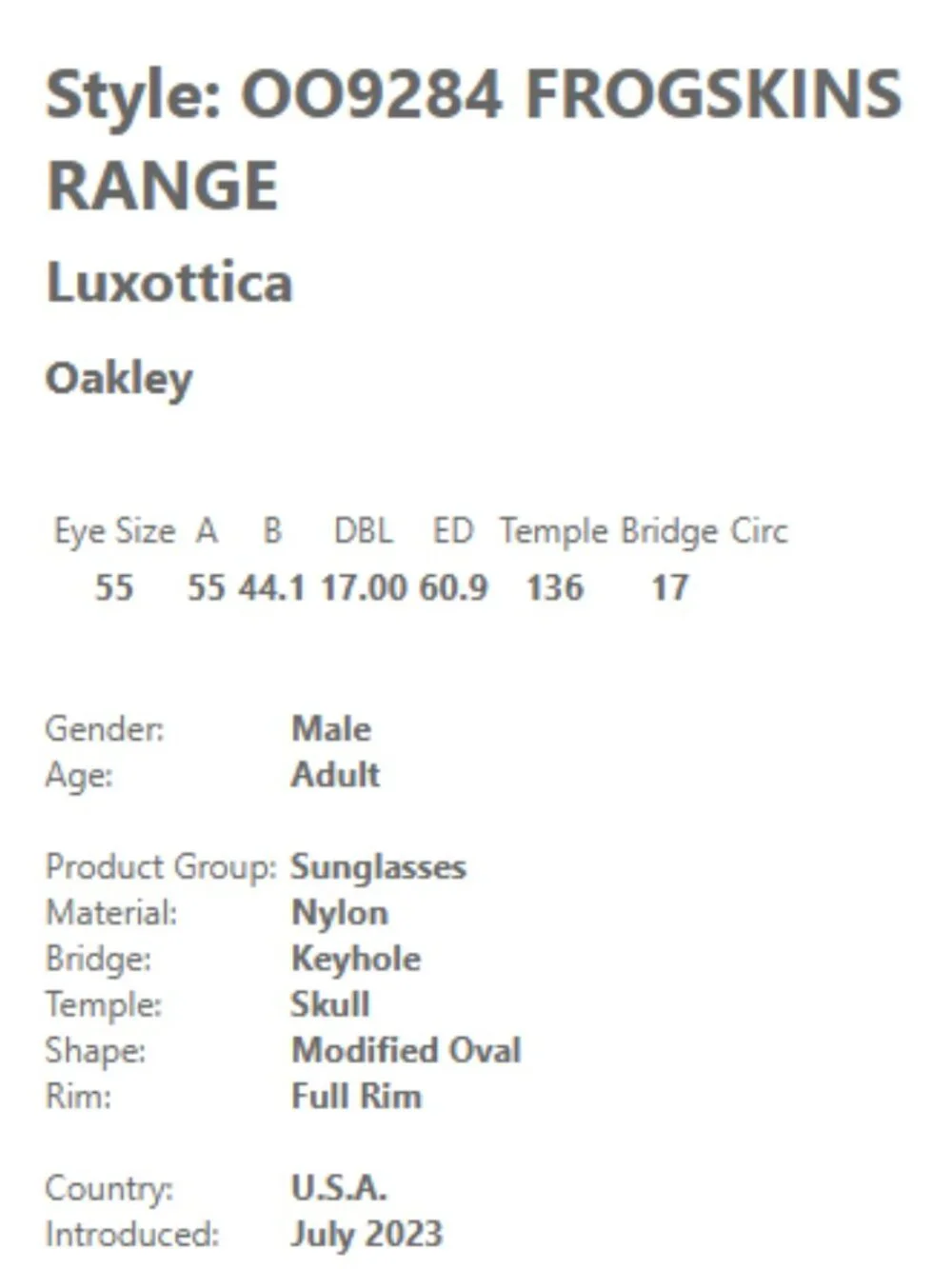 Oakley style oo09284